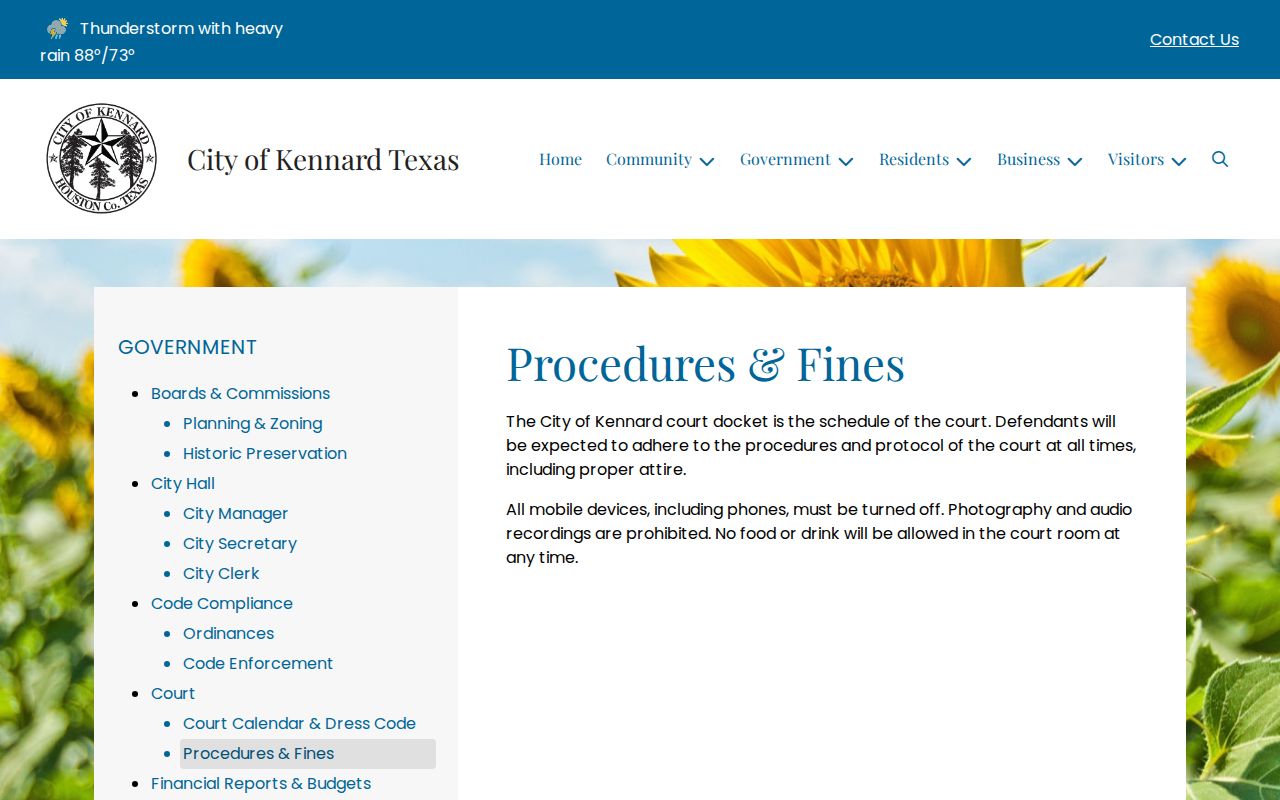 Kennard court docket described as the court schedule