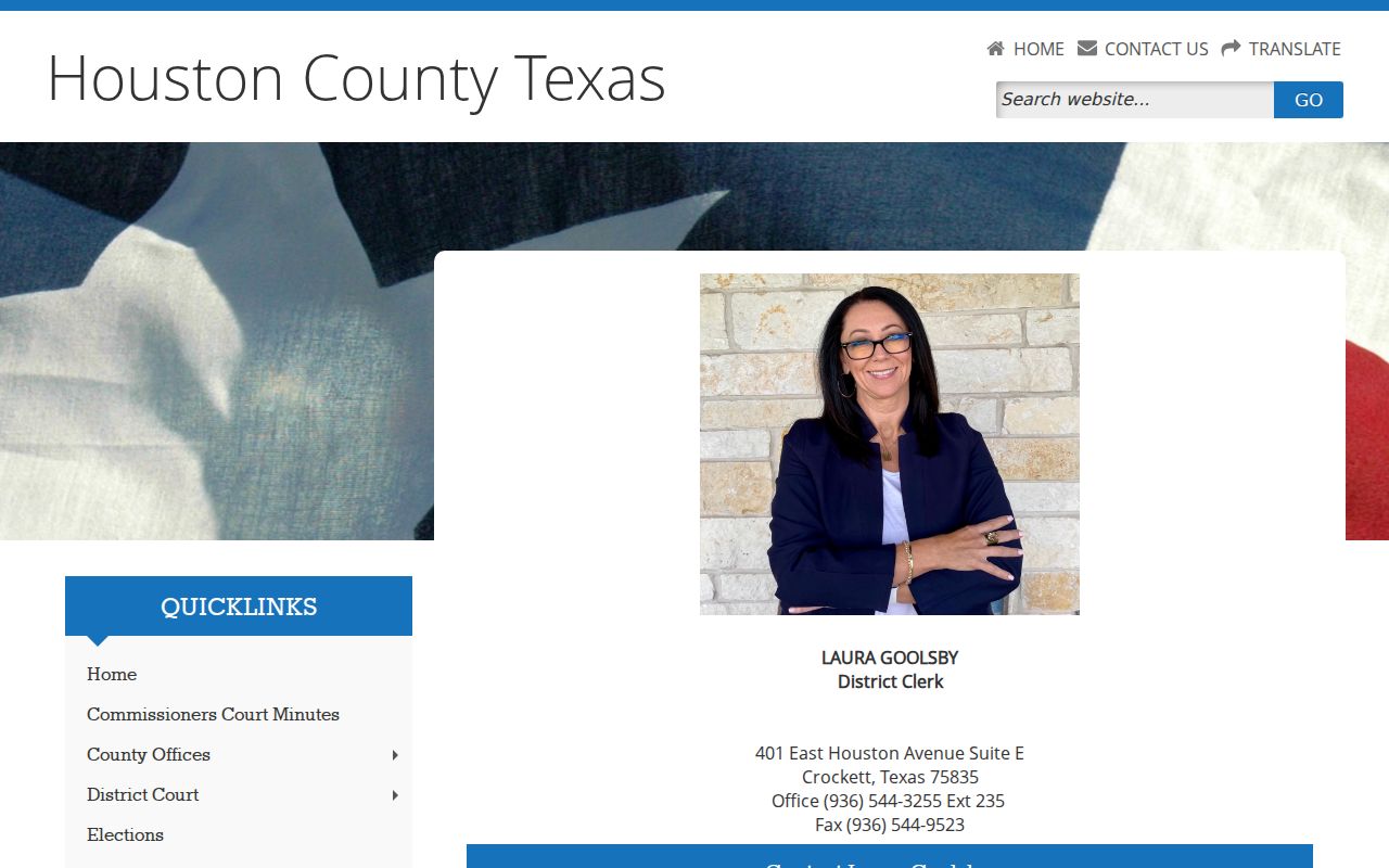 Houston County District Clerk court docket and records page